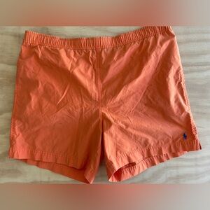 Polo Sport Ralph Lauren Men’s Large Swim Trunks Orange Drawstring Shorts Pockets